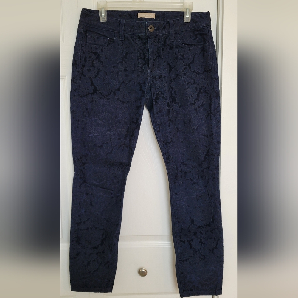 Banana Republic velvet flocked jeans, size 29, dark blue